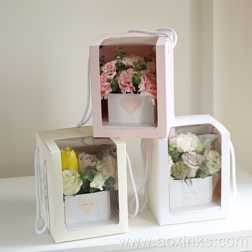 Flower Delivery Box Square Pvc Window Arrangement Gift